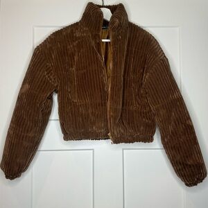 Brown Corduroy Cropped Jacket